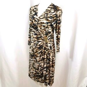 Calvin Klein Faux Wrap Side Gather Dress M